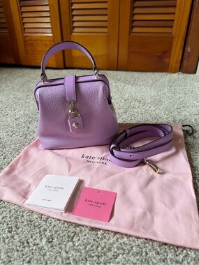NWOT Kate Spade Lavender Leather Irisbloom Small Top Handle satchel Purse Bag